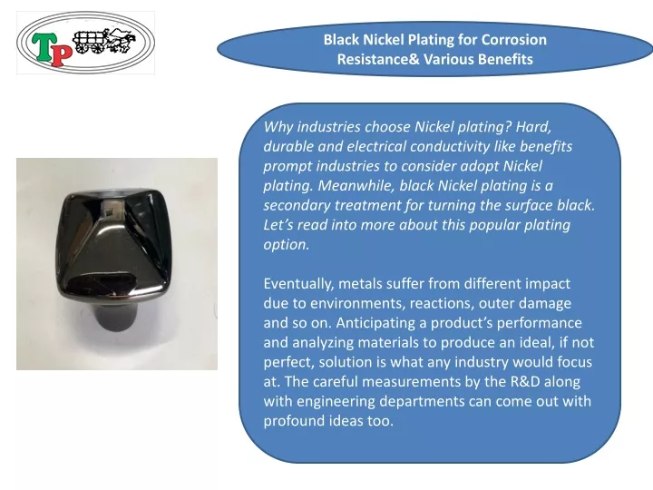 black nickel plating for corrosion resistance