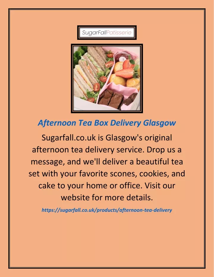 afternoon tea box delivery glasgow