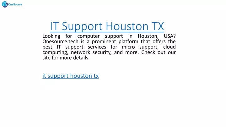 it support houston tx