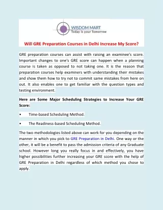will gre preparation courses in delhi increase