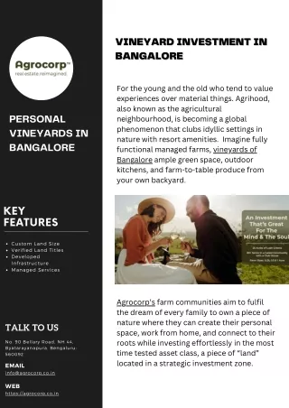 Vineyard Investment in Bangalore