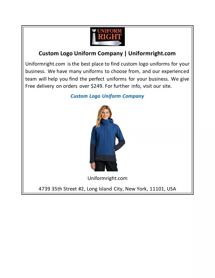 custom logo uniform company uniformright com