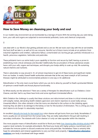 how to save money on cleansing your body and soul