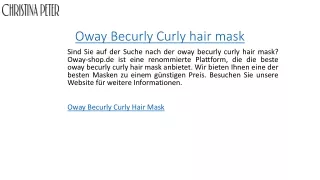 Oway Becurly Curly hair mask  Oway-shop.de