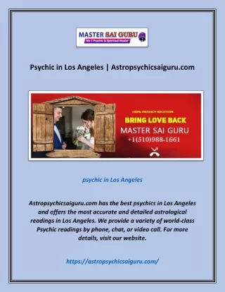 Psychic in Los Angeles | Astropsychicsaiguru.com