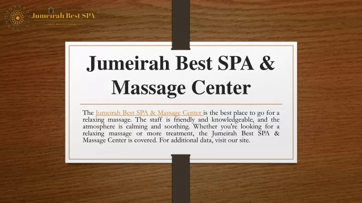 jumeirah best spa massage center