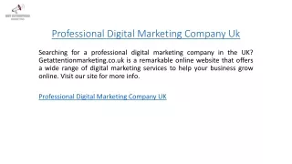 Professional Digital Marketing Company Uk  Getattentionmarketing.co.uk