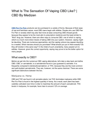 What Is The Sensation Of Vaping CBD Like? | CBD By Medizen