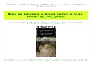 ^#DOWNLOAD@PDF^# Mazes and Labyrinths A General Account of their History and Developments {PDF EBOOK EPUB KINDLE}
