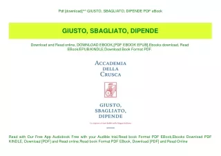 Pdf [download]^^ GIUSTO  SBAGLIATO  DIPENDE PDF eBook