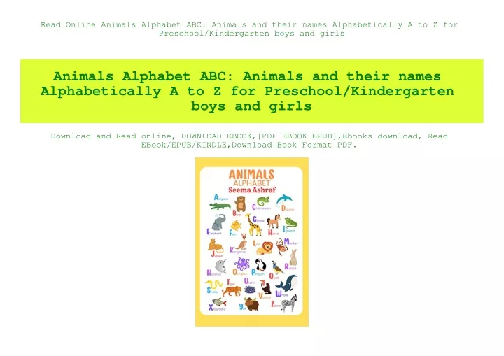 PPT - Read Online Animals Alphabet ABC Animals and their names