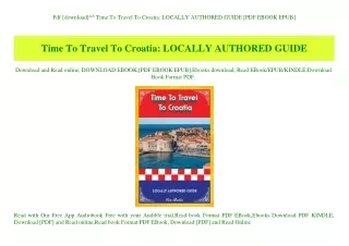 Pdf [download]^^ Time To Travel To Croatia LOCALLY AUTHORED GUIDE [PDF EBOOK EPUB]
