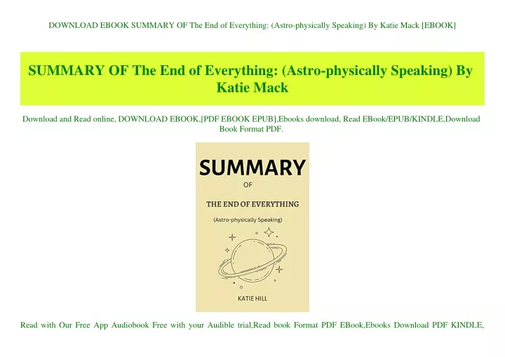 download ebook summary of the end of everything