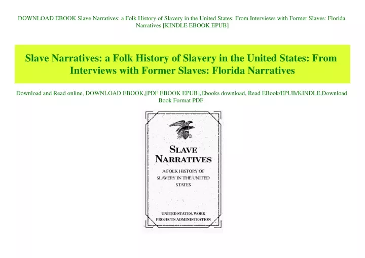 download ebook slave narratives a folk history