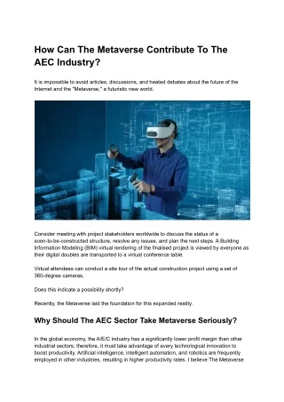 How Can The Metaverse Contribute To The AEC Industry