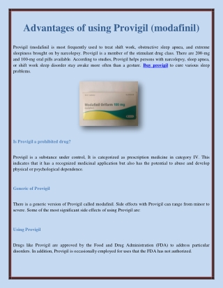advantages of using provigil modafinil