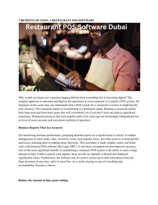 7 benefits of using a restaurant pos software