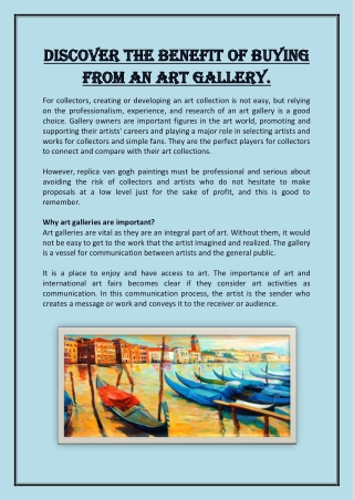 Discover the benefit of buying from an art gallery.