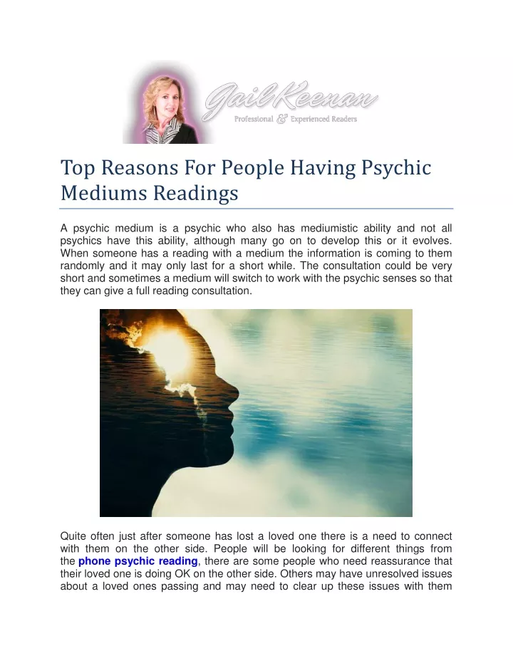 top reasons for people having psychic mediums