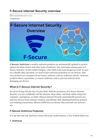 F-Secure Internet Security overview