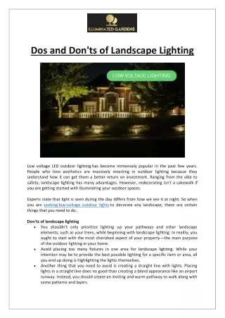 Low-voltage Outdoor Lights Dos and Don'ts of Landscape Lighting