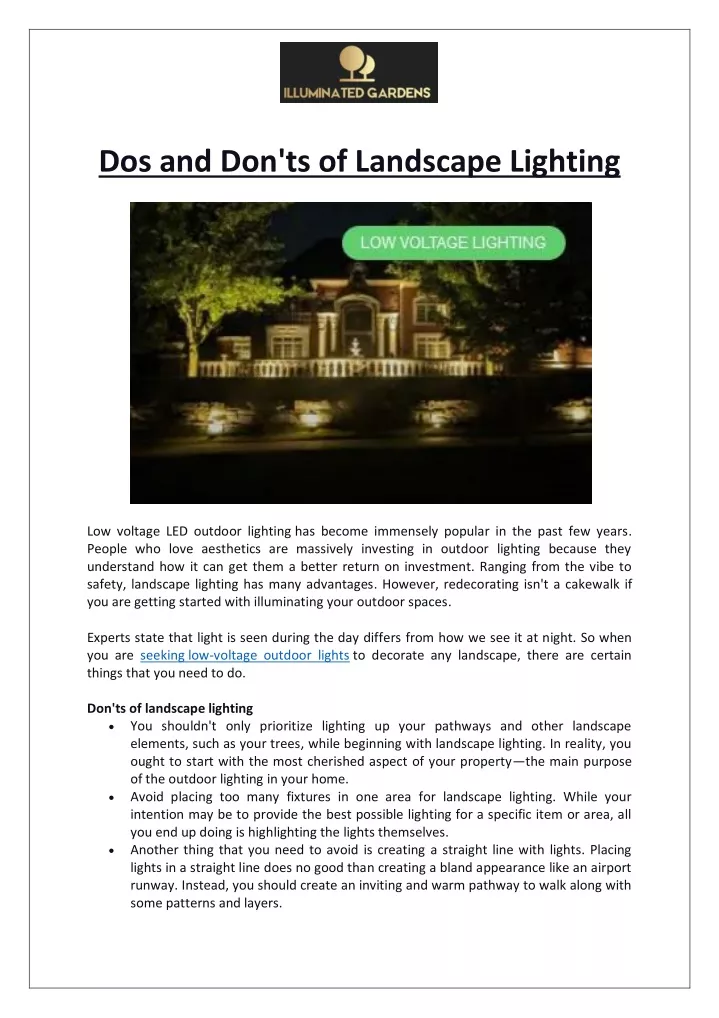 dos and don ts of landscape lighting