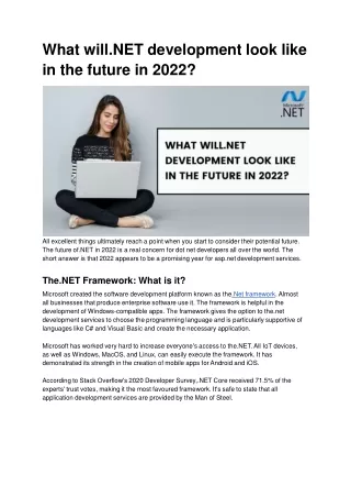 what will net development look like in the future in 2022