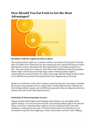 how should you eat fruit to get the most