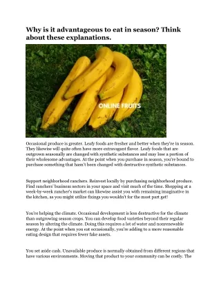 why is it advantageous to eat in season think