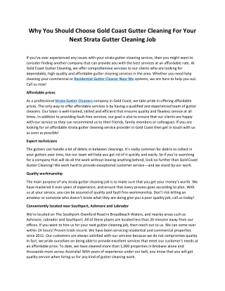 Why You Should Choose Gold Coast Gutter Cleaning For Your Next Strata Gutter Cleaning Job