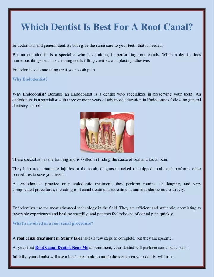 which dentist is best for a root canal
