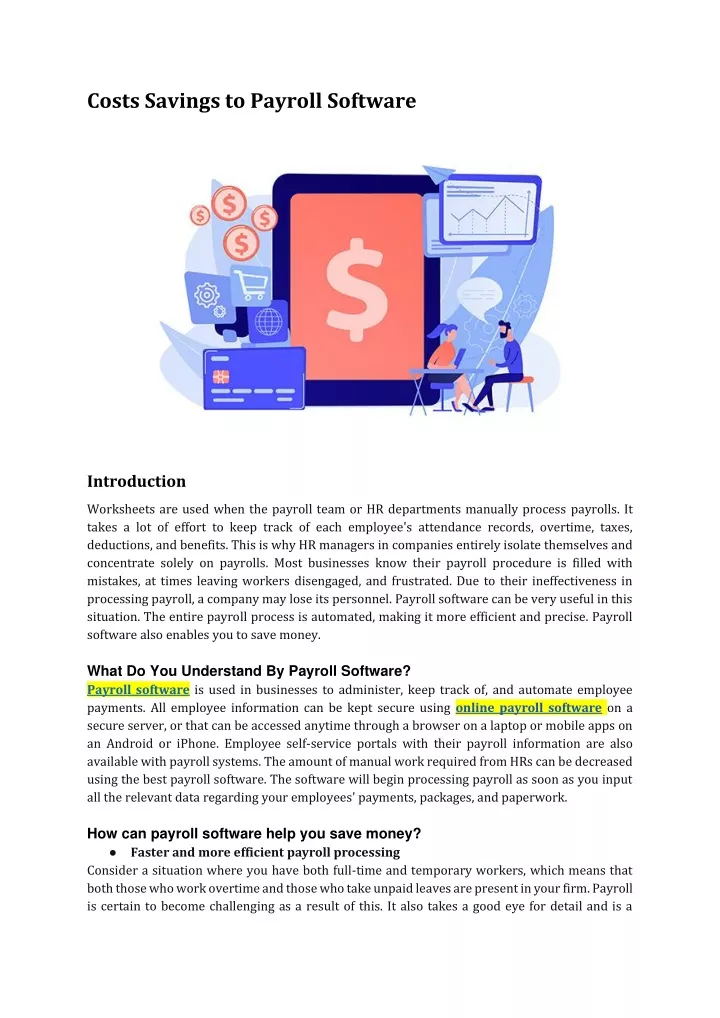 costs savings to payroll software