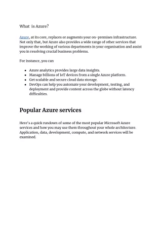 Popular Azure services