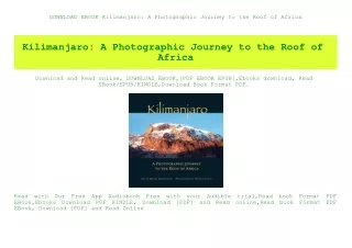 DOWNLOAD EBOOK Kilimanjaro A Photographic Journey to the Roof of Africa (DOWNLOAD E.B.O.O.K.^)