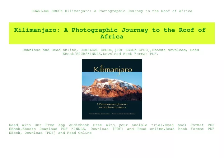 download ebook kilimanjaro a photographic journey