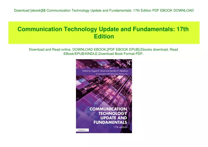 download ebook communication technology update