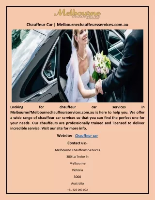 chauffeur car melbournechauffeursservices com au
