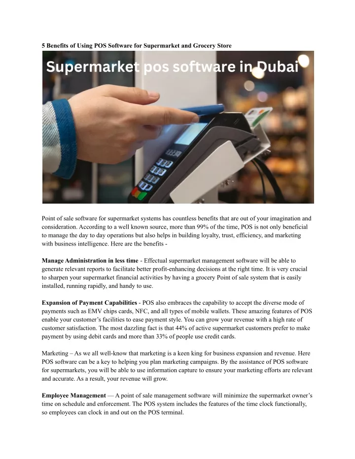 5 benefits of using pos software for supermarket