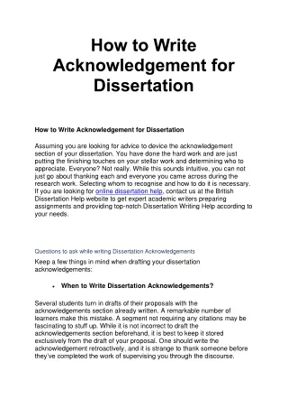 how to write acknowledgement for dissertation