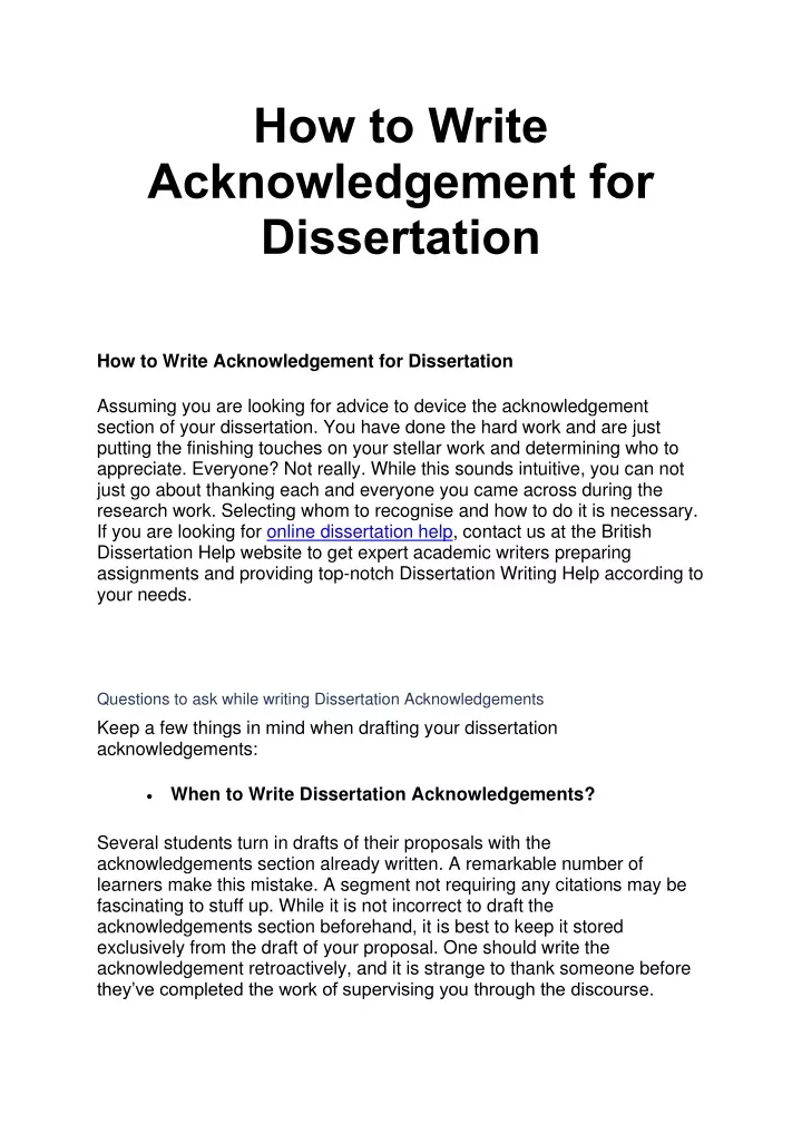 how to write acknowledgement for dissertation