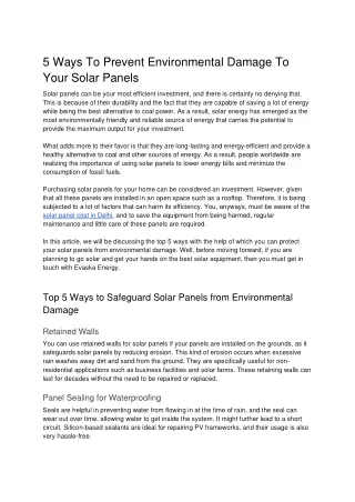 5 ways to prevent environmental damage to your