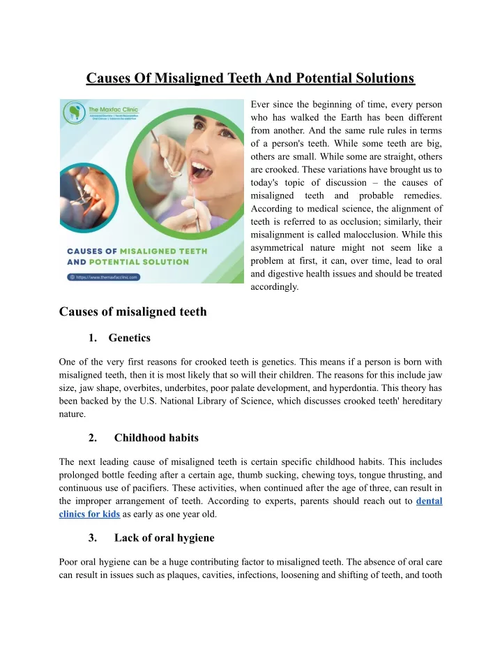 causes of misaligned teeth and potential solutions