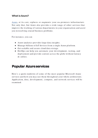 Popular Azure services