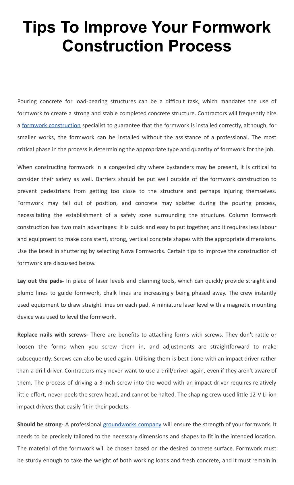 PPT - Tips To Improve Your Formwork Construction Process PowerPoint ...