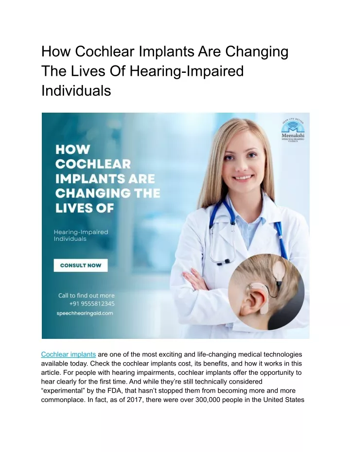 how cochlear implants are changing the lives