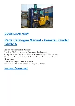 Komatsu Grader GD661A Parts Catalogue Manual