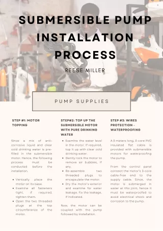 submersible pump installation process