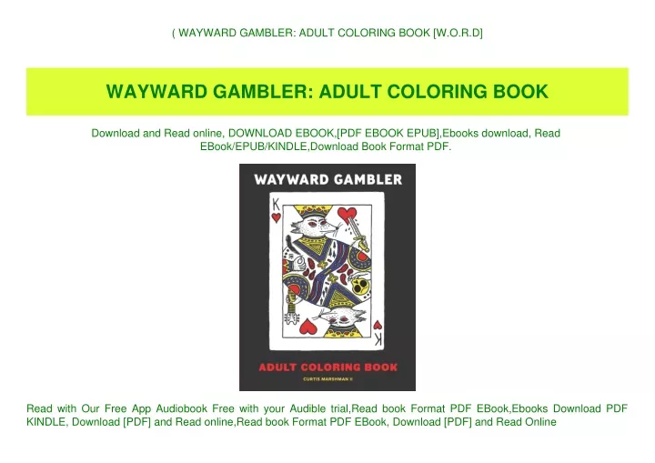 wayward gambler adult coloring book w o r d