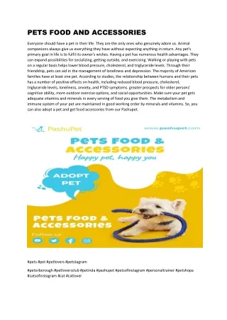 PETS FOOD AND ACCESSORIES