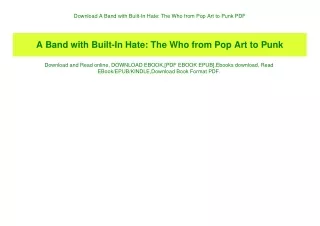 Download A Band with Built-In Hate The Who from Pop Art to Punk PDF